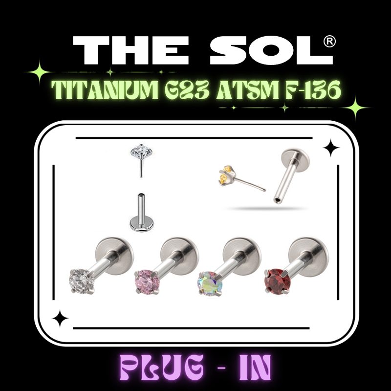 [1 CHIẾC] Khuyên Tai [XỎ] TITANIUM G23 ATSM F136 PLUG-IN Đính Đá Tròn thesolvn