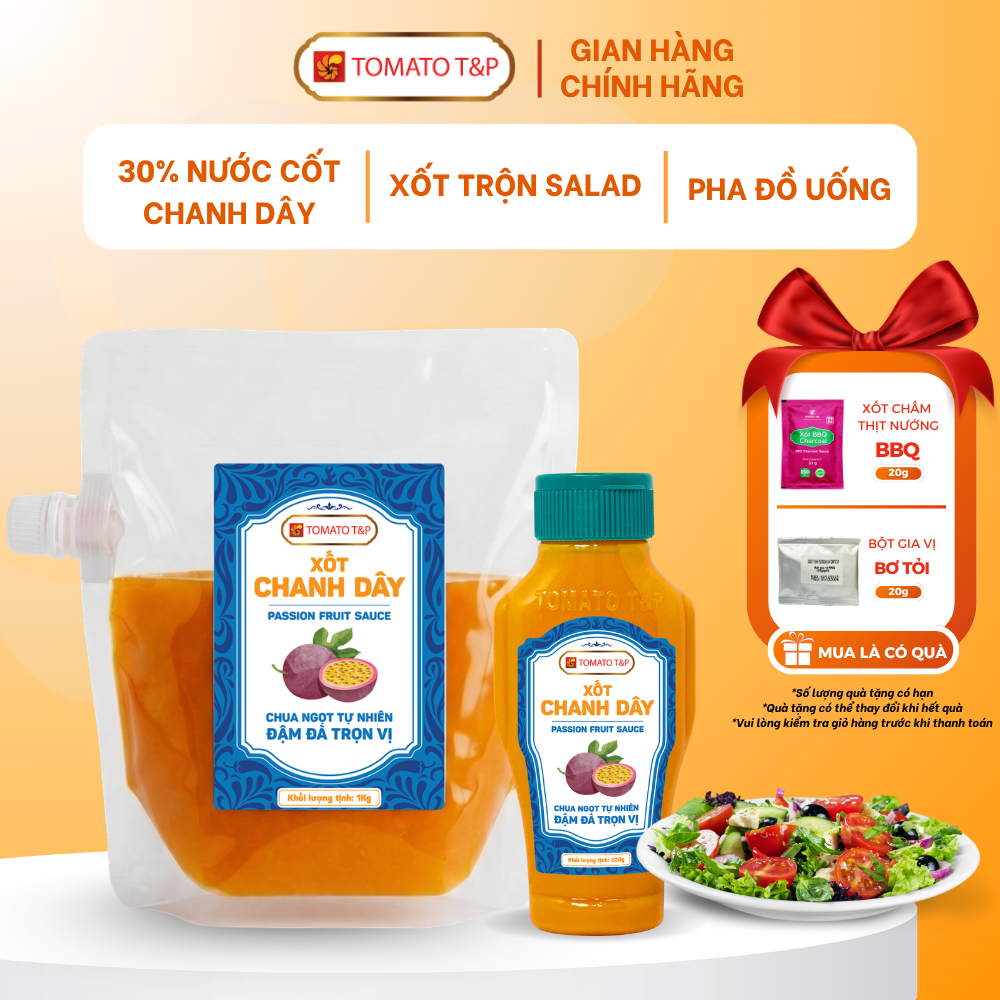Sốt Chanh Dây, Sốt Chanh Leo dùng làm sốt salad, hoa quả, chấm hải sản, đồ chiên - TOMATO T&P