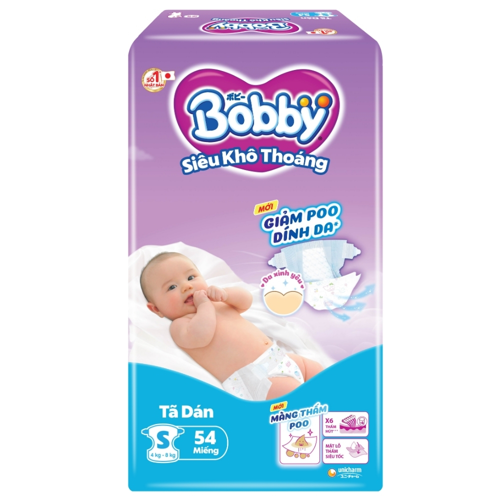 Tã dán Bobby size S54 miếng (cho bé 4-8kg)