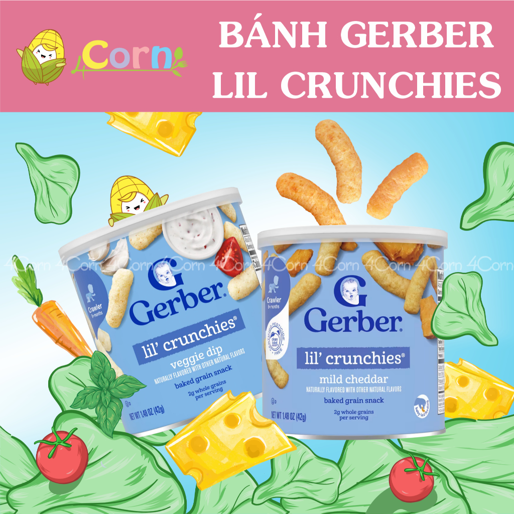 Bánh ăn dặm Gerber Lil Crunchies- Cho bé 8m+