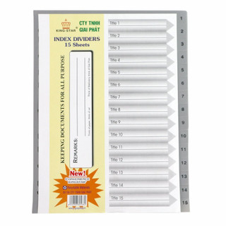 Phân Trang Nhựa A4 Kingstar 15 Số - 24 Chữ - 31 Số Chia File Hồ Sơ Tài Liệu