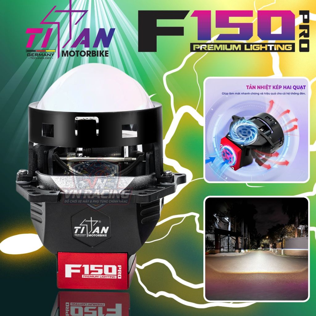 Đèn Bi Cầu Titan F150 Pro V2 70W Chip Led Osram Tản Nhiệt Bằng Đồng Chính Hãng Bảo Hành 24 Tháng