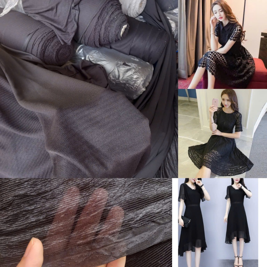 Vải may lót màu đen cho đầm váy ren, voan, lụa mỏng, vải mỏng may lót áo quần váy- vải mỏng lót màu 
