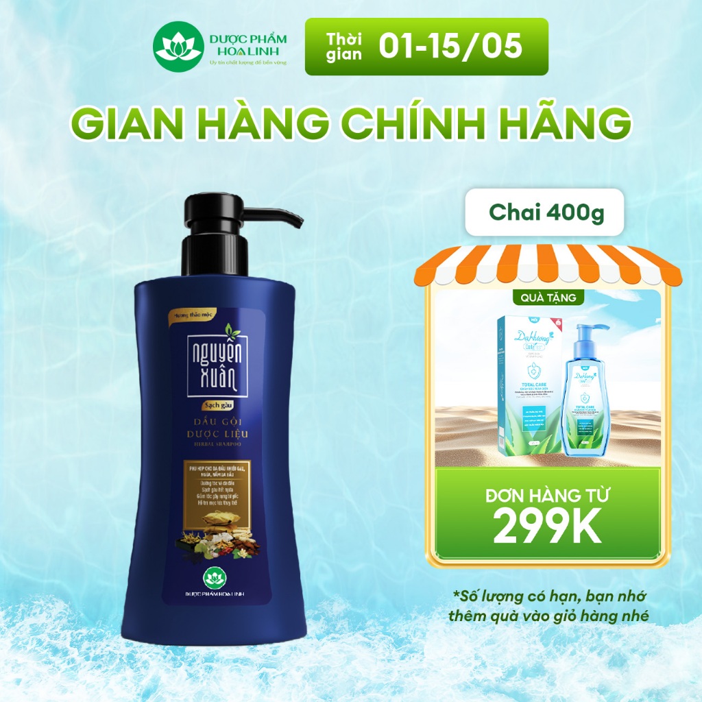 Dầu gội Dược liệu Nguyên Xuân Sạch Gàu 365g - Tặng thêm 35g giá không đổi
