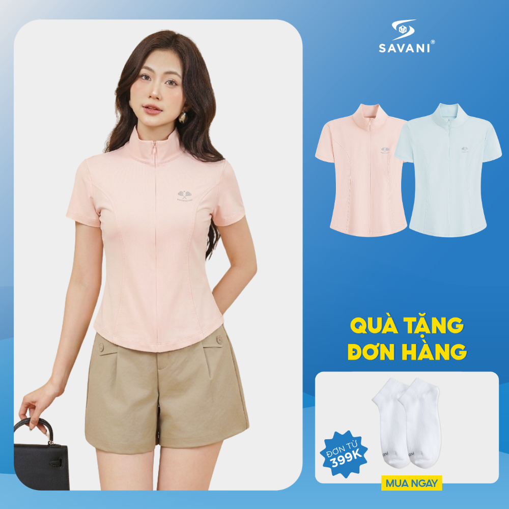 Áo Polo Thể Thao Nữ SAVANI Khóa Kéo Thời Trang, Chất Vải Mềm Mại, Màu Sắc Pastel Nhẹ Nhàng WPSA027S6