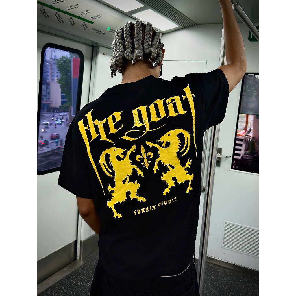 Áo phông/T-shirt Lonely Stonie "THE GOAT", chất liệu Cotton 280GSM, form Oversize, hình in lụa hoạ t