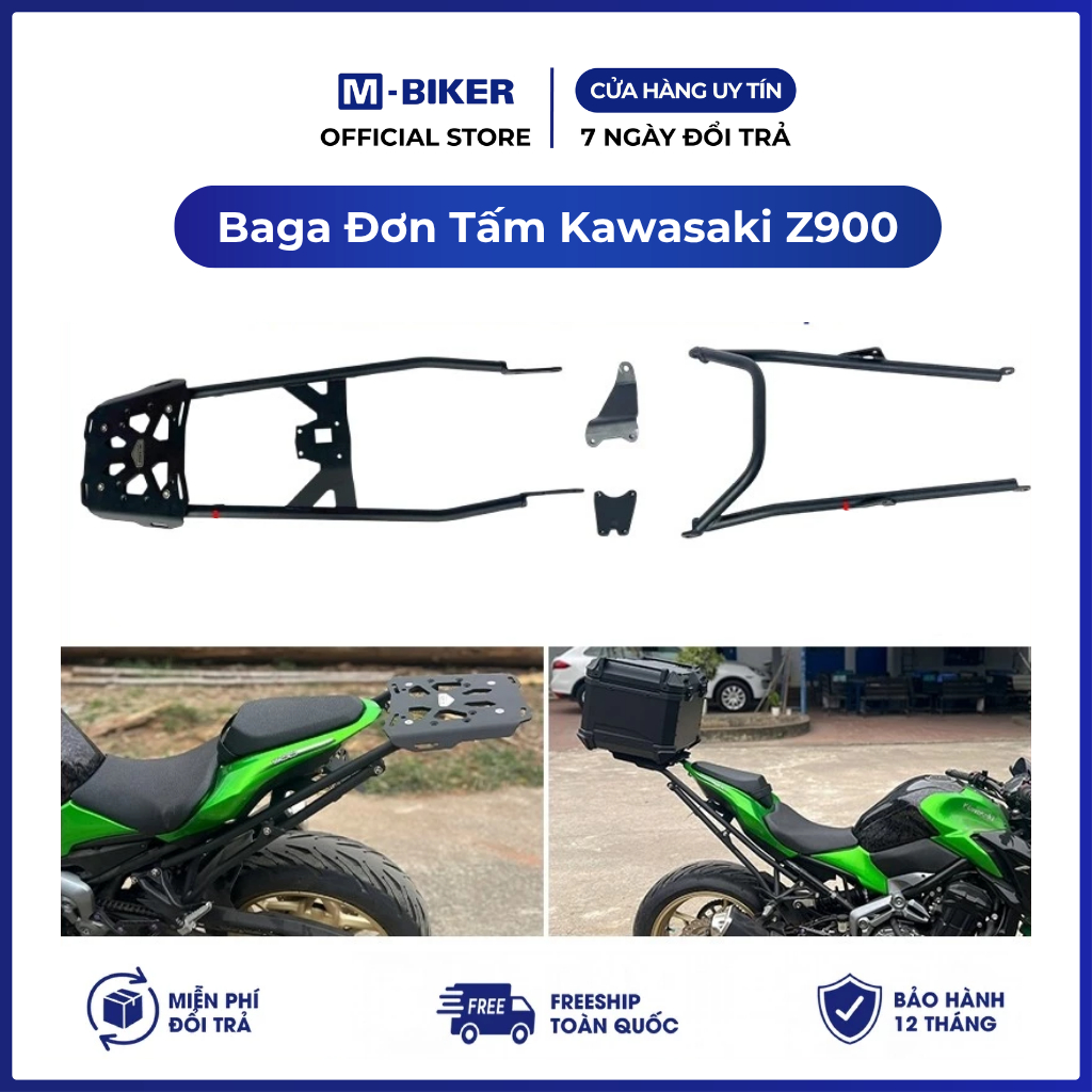 Baga Đơn Z900 Dạng Tấm M-Biker. Baga Z900 Gắn Thùng Sau Cho Kawasaki Z900