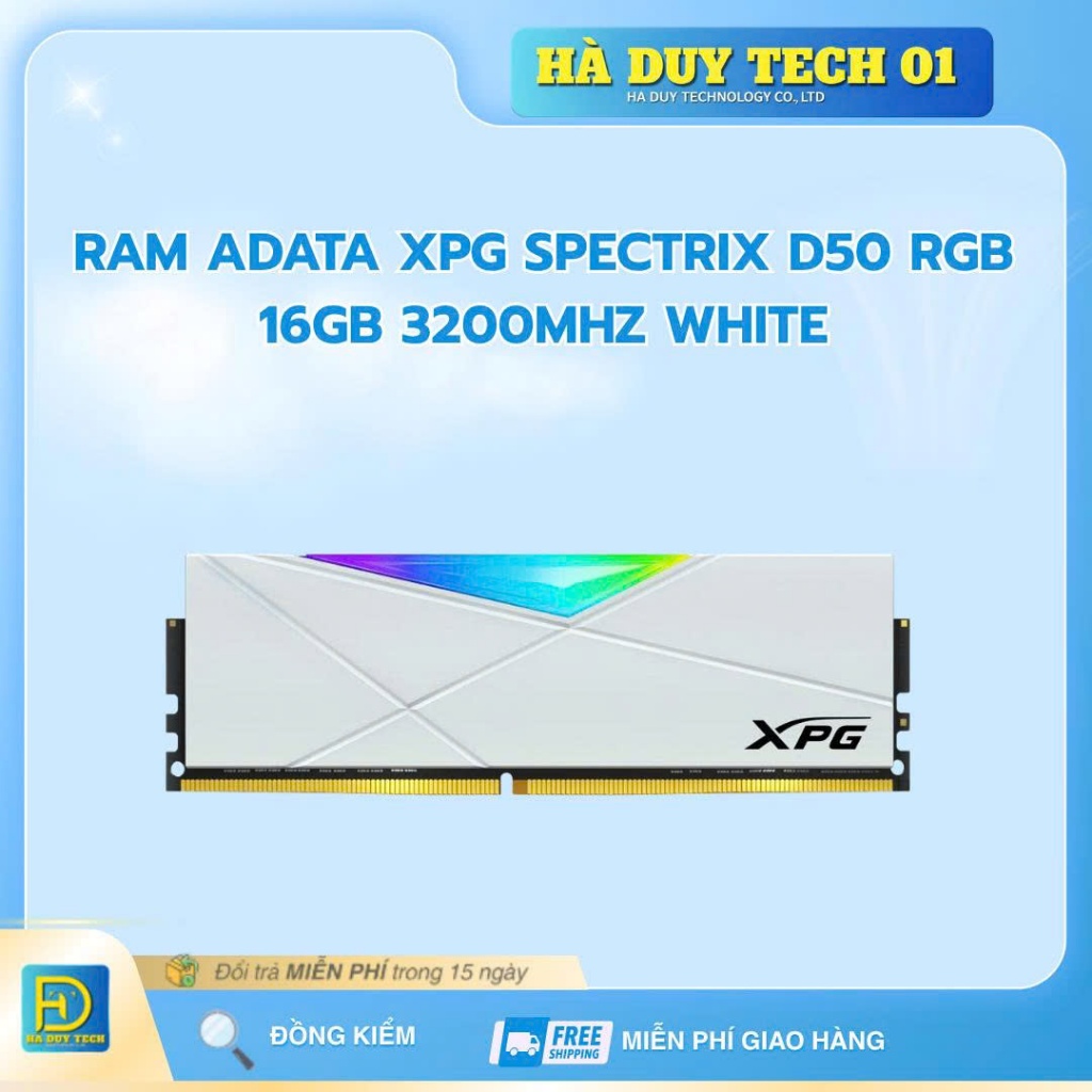 RAM ADATA XPG SPECTRIX D50 RGB 16GB 3200MHz White - Chính Hãng - Bảo Hành 36T - Ha Duy Tech