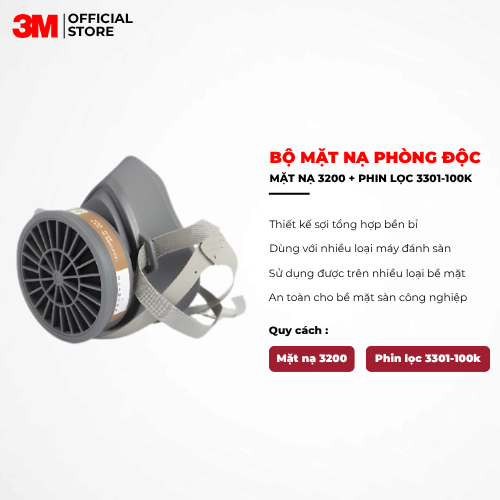 Mặt Nạ Bảo Hộ Nửa Mặt 3M 3200 Kèm Phin Lọc 3M 3301K-100