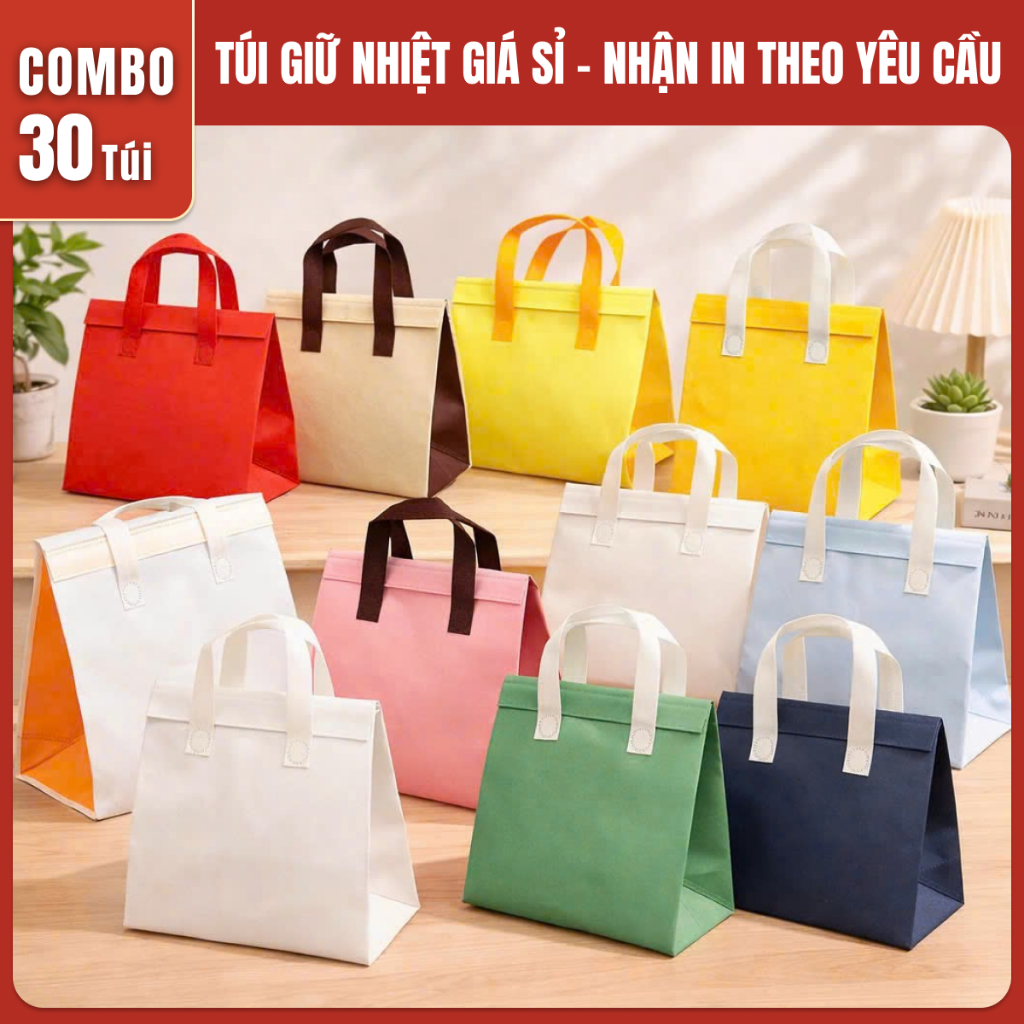 Combo 30 Túi Giữ Nhiệt Tiện Lợi Đựng Đồ Ăn, Bình Nước Đa Năng In Logo Theo Yêu Cầu CX560