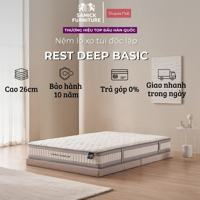 Nệm lò xo túi 26cm Samick Furniture REST DEEP Hàn Quốc - Nâng đỡ cơ thể