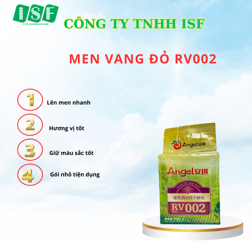 [ Date 2029] Men rượu Vang Đỏ RV002 Gói 500g ( dùng cho nho đỏ, táo, sim, thơm, mít)