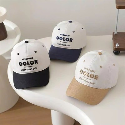 Mũ lưỡi trai cho bé form to (tùy chỉnh kích cỡ) thêu chữ color vải kaki đứng form cho bé từ 2-10 tuổi MLT07
