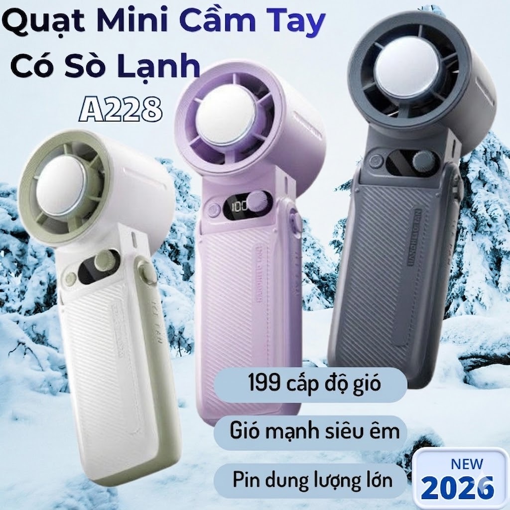 Quạt cầm tay tích điện mini có sò lạnh pin 4000mAh Quạt phản lực turbo cầm tay Quạt mini cầm tay