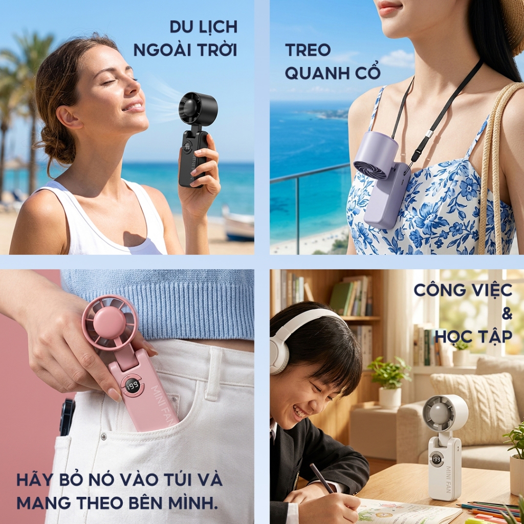 Yodevoe S22 Quạt cầm tay 199 cấp độ có thể điều chỉnh siêu năng lượng gió quạt tích điện mini Bốn màu quạt mini | BigBuy360 - bigbuy360.vn
