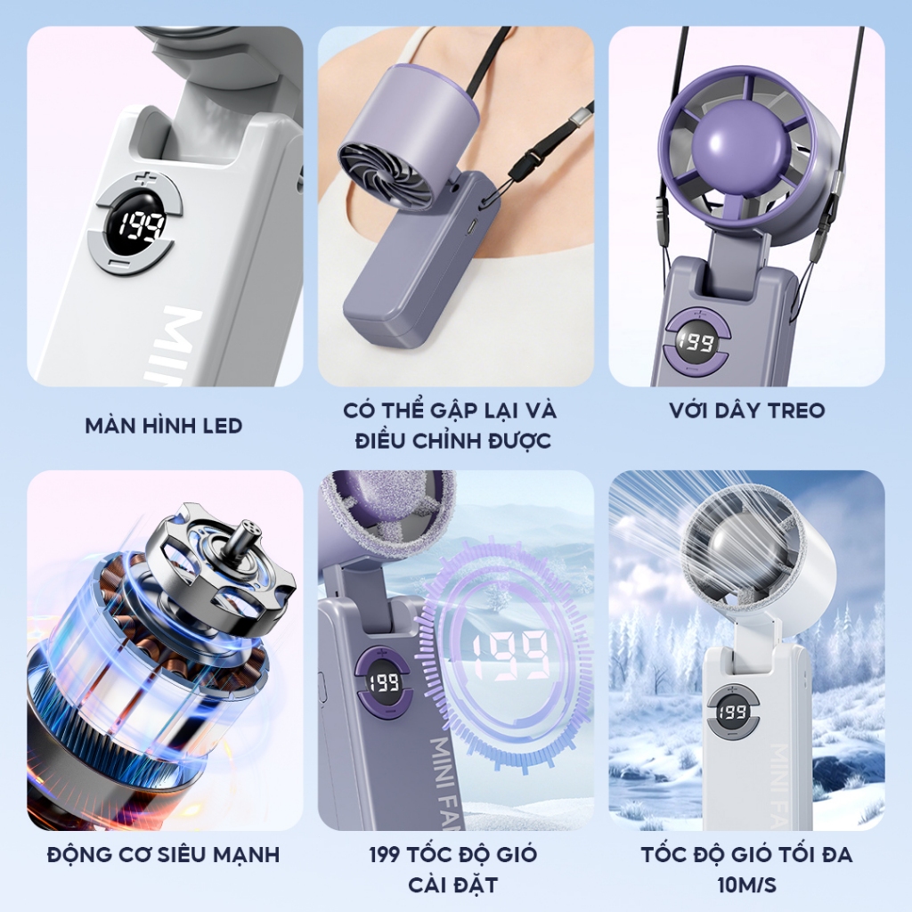 Yodevoe S22 Quạt cầm tay 199 cấp độ có thể điều chỉnh siêu năng lượng gió quạt tích điện mini Bốn màu quạt mini | BigBuy360 - bigbuy360.vn
