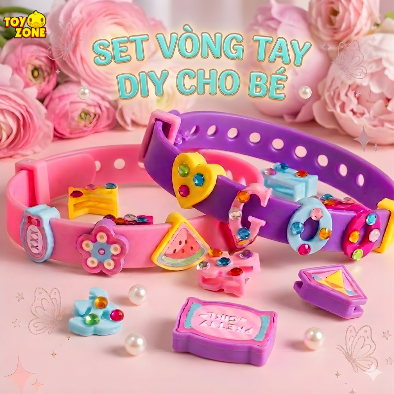 Bộ Đồ Chơi Xâu Vòng Tay DIY Đính Charm Dễ Thương - Set Vòng Tay Handmade Tự Làm Cho Bé Kèm Nhiều Phụ