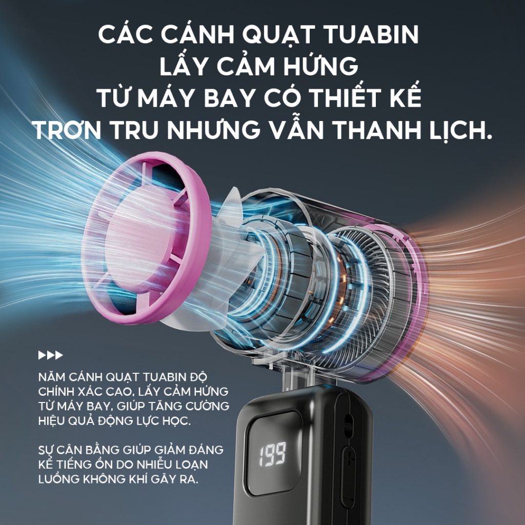 Yodevoe S23 Quạt mini cầm tay tích điện 199 cấp độ, quạt Turbo 2000mah có thể sạc lại, không ồn làm mát phù hợp ngoài tr | BigBuy360 - bigbuy360.vn