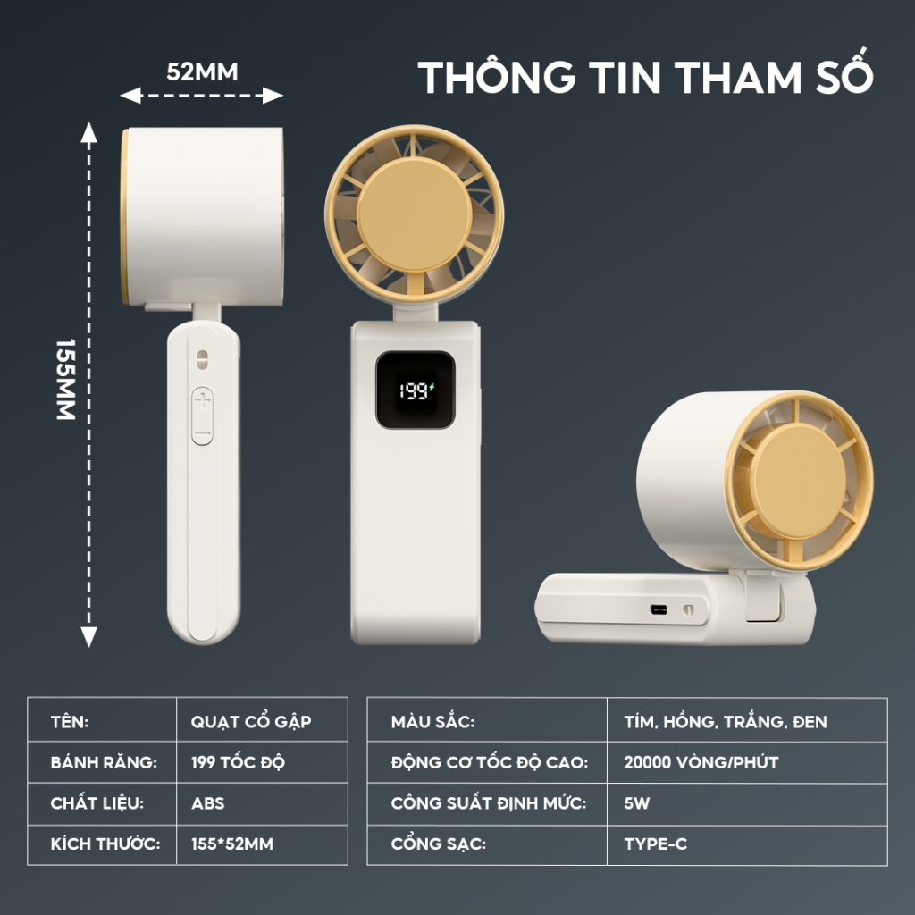 Yodevoe S23 Quạt mini cầm tay tích điện 199 cấp độ, quạt Turbo 2000mah có thể sạc lại, không ồn làm mát phù hợp ngoài tr | BigBuy360 - bigbuy360.vn
