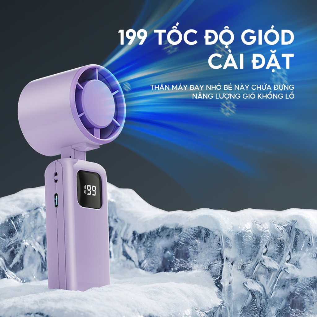 Yodevoe S23 Quạt mini cầm tay tích điện 199 cấp độ, quạt Turbo 2000mah có thể sạc lại, không ồn làm mát phù hợp ngoài tr | BigBuy360 - bigbuy360.vn