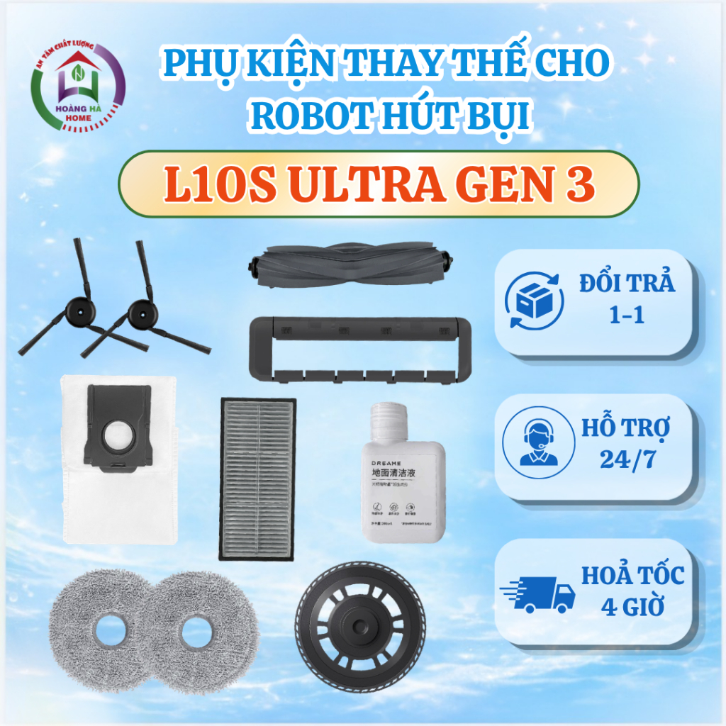 Phụ kiện robot hút bụi tương thích Dreame L10S ultra gen 3 - Phụ kiện thay thế đầy đủ cho robot L10S