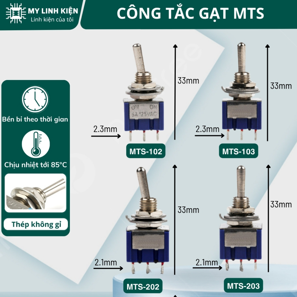 Công tắc gạt MTS-102 MTS-103 MTS-202 MTS-203 3 chân, 6 chân chất lượng cao.