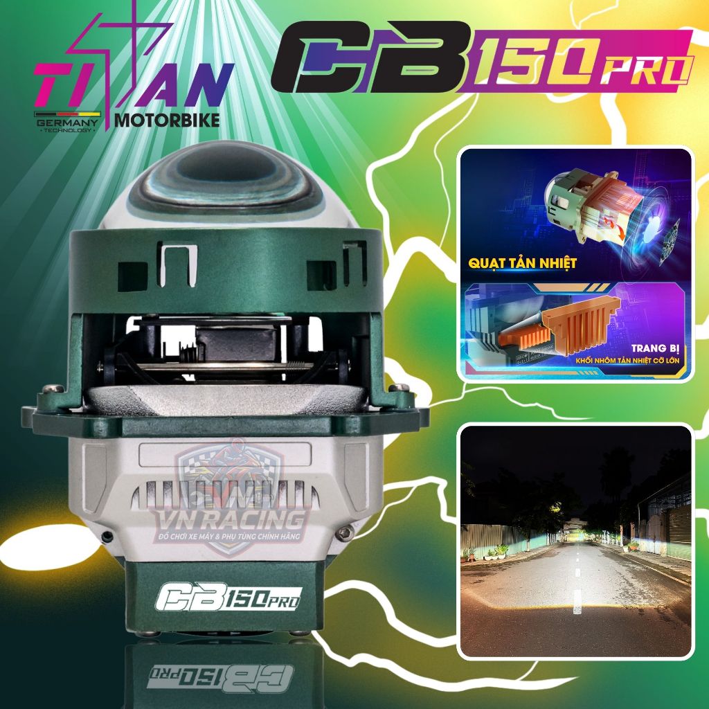 Đèn Bi Cầu Titan Moto CB150 Pro Công Suất 65W, Titan CB150 Pro Siêu Sáng Bám Đường Tốt - BH 2 Năm