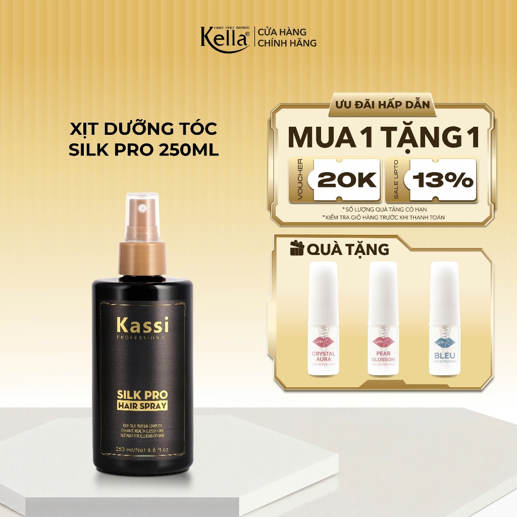 Sữa Dưỡng Tóc Kassi Silk Pro Giúp Cấp Ẩm, Phục Hồi Tóc Hư Tổn, Suôn Mượt & Bóng Khỏe - Chai 250ml
