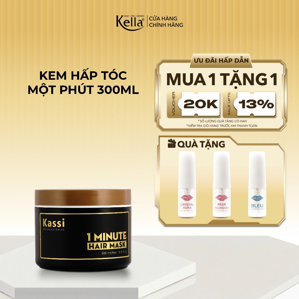 Kem Hấp Dầu Phục Hồi Tóc 1 Phút Kassi Giúp Giảm Khô Xơ, Hỗ Trợ Phục Hồi Tóc Hư Tổn - Hũ 300ml