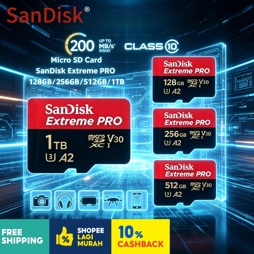 SanDisk Extreme Pro Flag TF Card 128GB/256GB/512GB/1TB Đọc/Ghi lên đến 200MB/s
