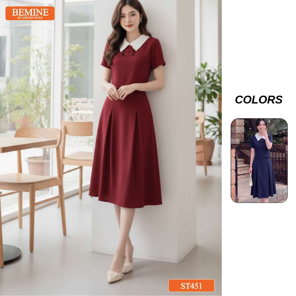 Set thiết kế BEMINE áo cổ đức kiểu croptop chân váy dài-ST451