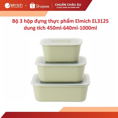 Bộ 3 hộp đựng thực phẩm Elmich EL3125 dung tích 450ml-640ml-1000ml