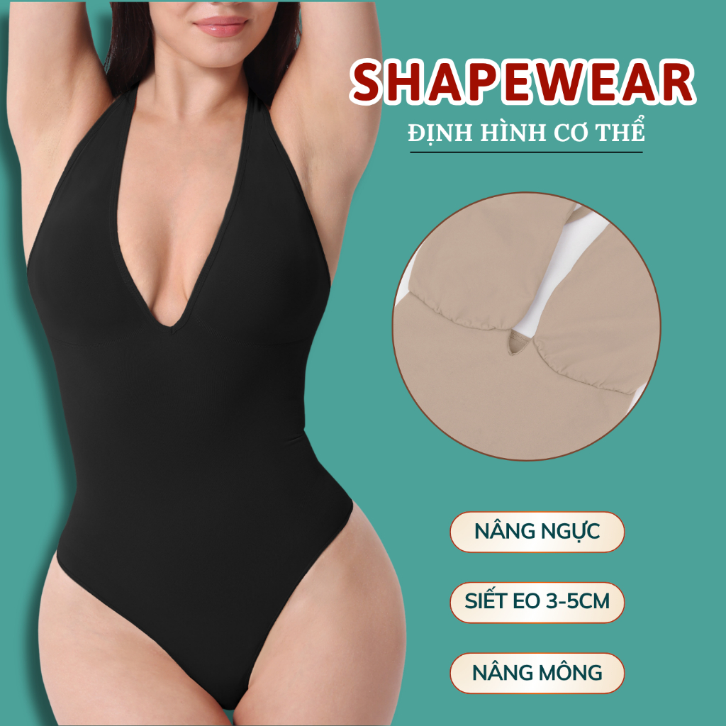 Shapewear Định Hình Cơ Thể - Bodysuit Siết Eo Hở Lưng Cổ Yếm Tạo Shape Fit Body [KHÔNG MÚT]  Liceria