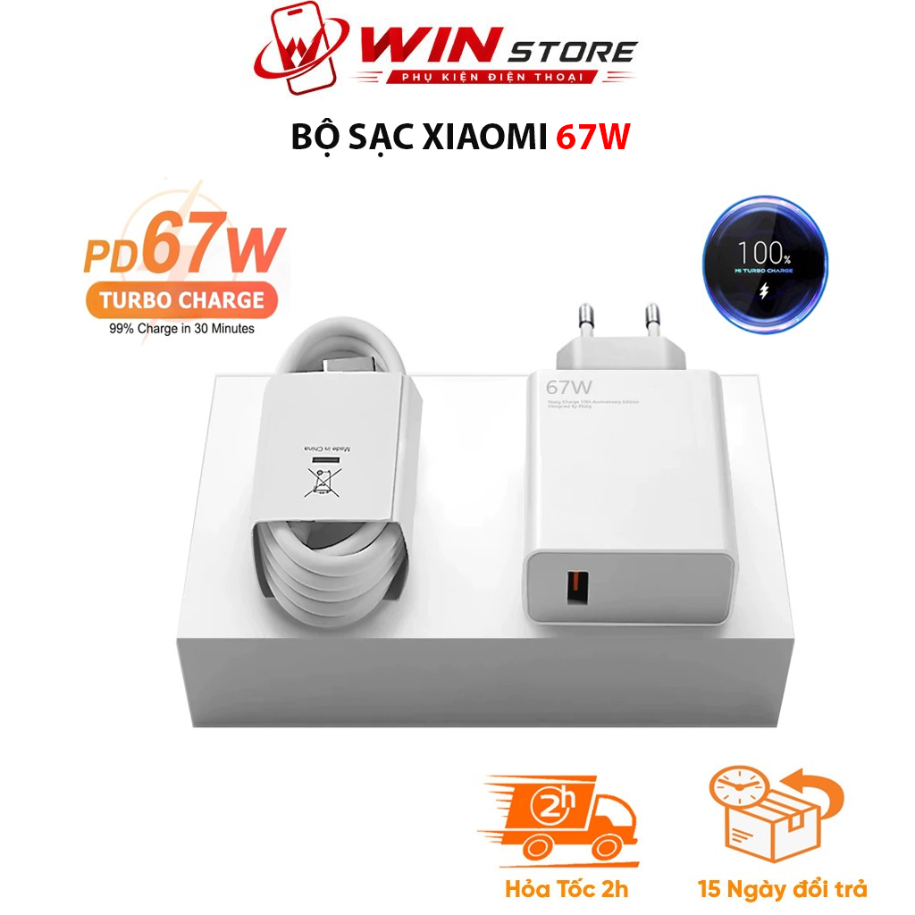 Bộ sạc nhanh 67W Goteca dành cho Xiaomi Redmi Sạc nhanh Mi Charge Turbo dây sạc Xiaomi Type C
