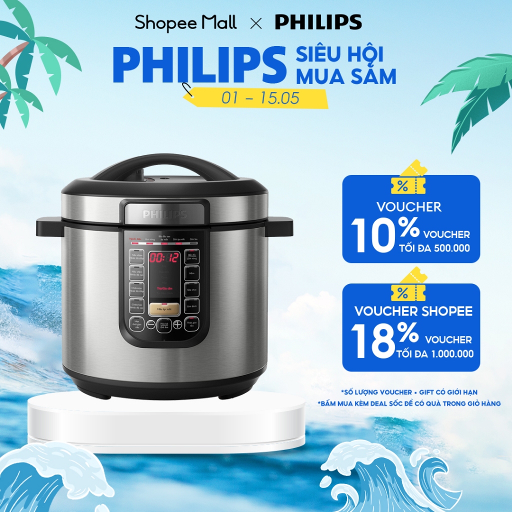 Nồi áp suất điện Philips HD2237/66 6 lít - Viva Collection, màu Đen