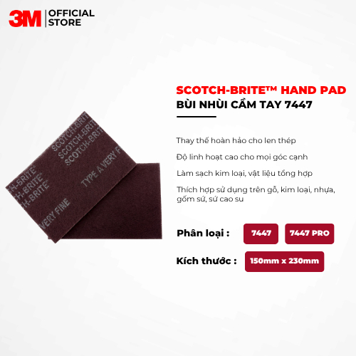 Miếng Bùi Nhùi Chà Nhám 3M Scotch Brite 7447 Kích Thước 150mm x 230mm