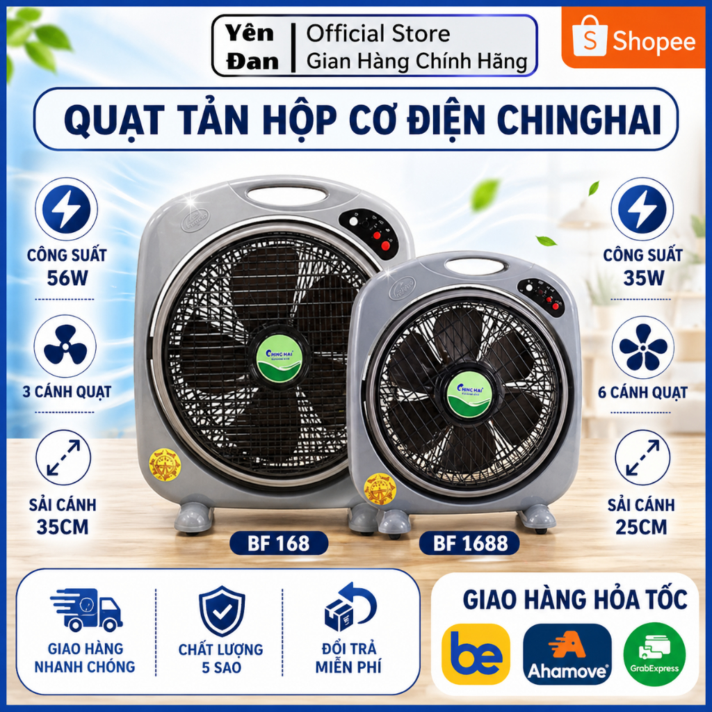 Quạt tản quạt hộp cơ điện CHINGHAI BF168,BF1688 - Quạt hộp Đài loan - Động cơ mạnh mẽ bền bỉ
