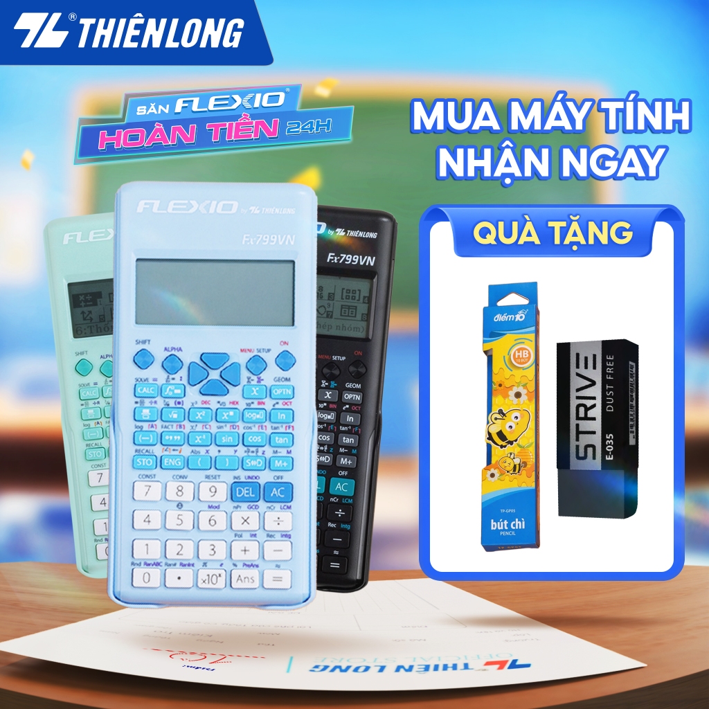 Máy tính khoa học Thiên Long Flexio Fx799VN - Máy tính học sinh, sinh viên, bảo hành 7 năm, được phé