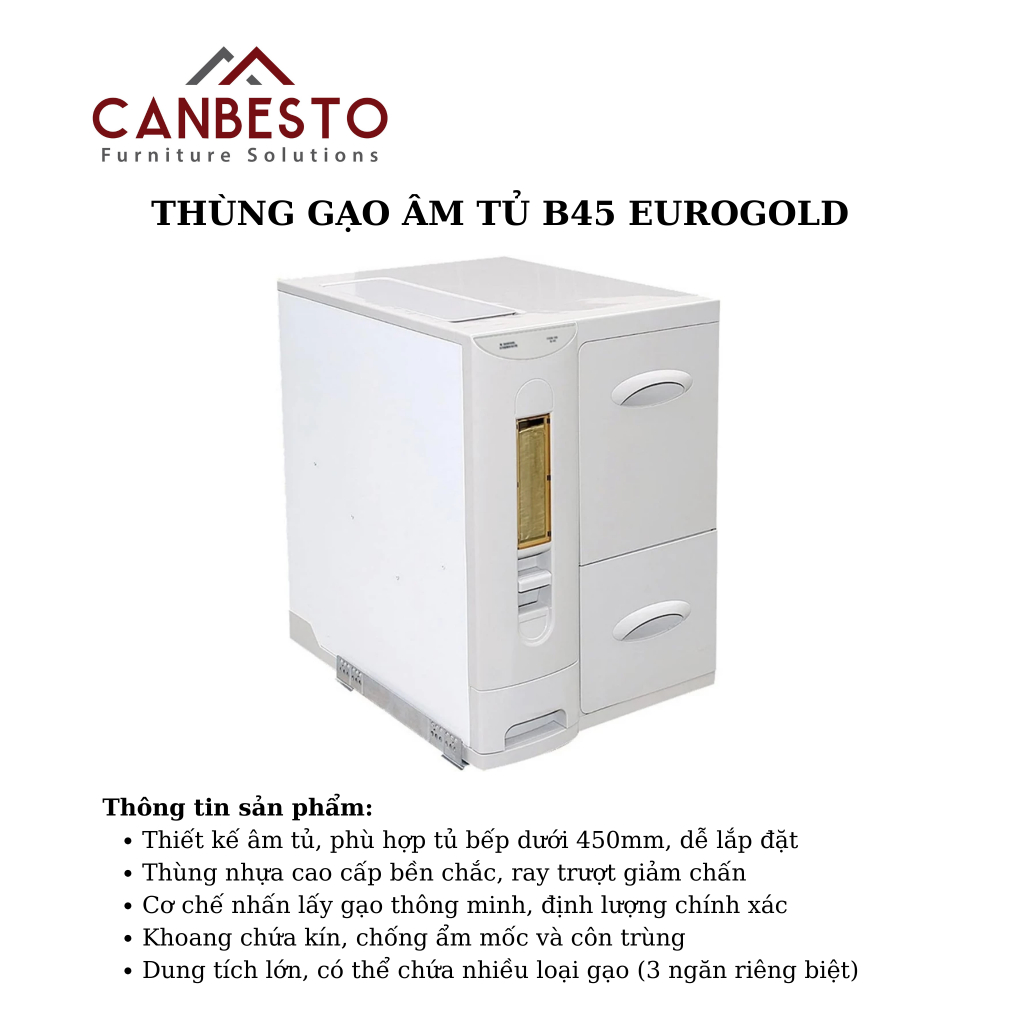 Thùng gạo âm tủ B45 (EB450) – Eurogold