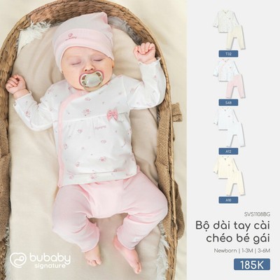 Bộ dài tay cài chéo Bubaby cho bé từ sơ sinh đến 6 tháng