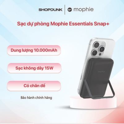Sạc dự phòng Mophie Essentials Snap+ 10.000mAh – Từ Tính Magnetic – Có Chân Đế