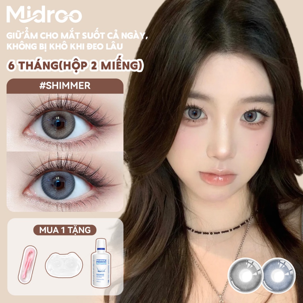 Midroo 14.2mm Shimmer Lens cận độ ẩm 40% phù hợp cho học sinh và người đi làm Kính áp tròng Thời hạn