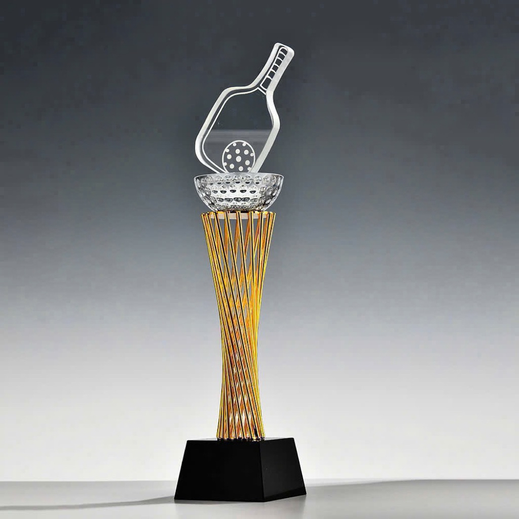 Cúp Pickleball Thân Xoắn Kim Loại Cao Cấp – Trophy Pickleball Vàng Bạc Đồng Sang Trọng – Cúp Trao Gi