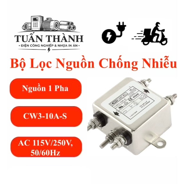 Bộ Lọc Nguồn Chống Nhiễu 1 Pha 220VAC 10A CW3-10A-S Hiệu OMNICOM
