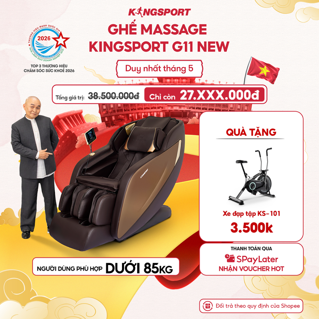 [NEW] Ghế massage KINGSPORT G11 NEW công nghệ rung sóng âm Kingsonic, 12 bài massage tự động
