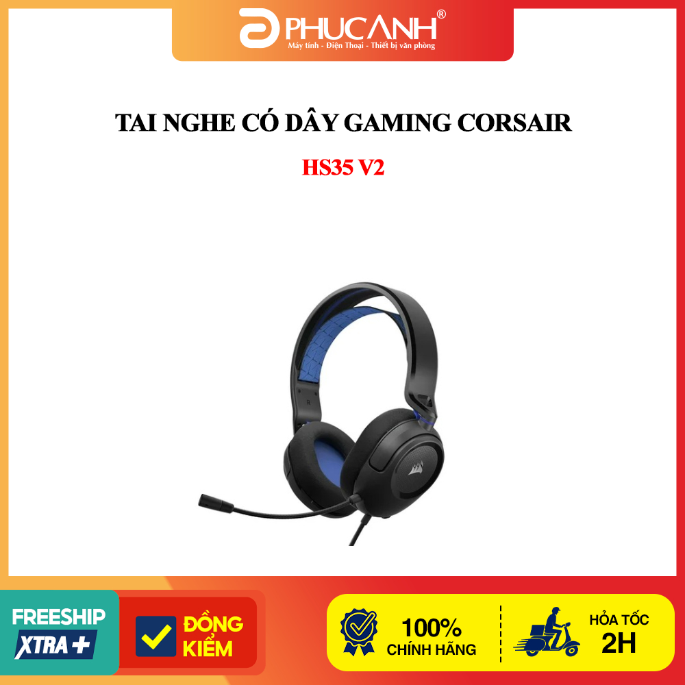 Tai nghe có dây Gaming Corsair HS35 V2 Blue
