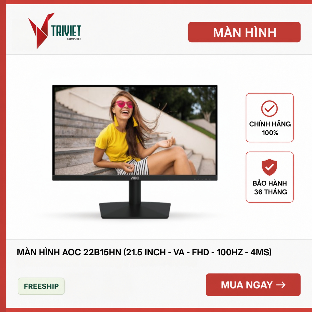 Màn Hình AOC 22B15HN (21.5 inch - VA - FHD - 100Hz - 4ms)