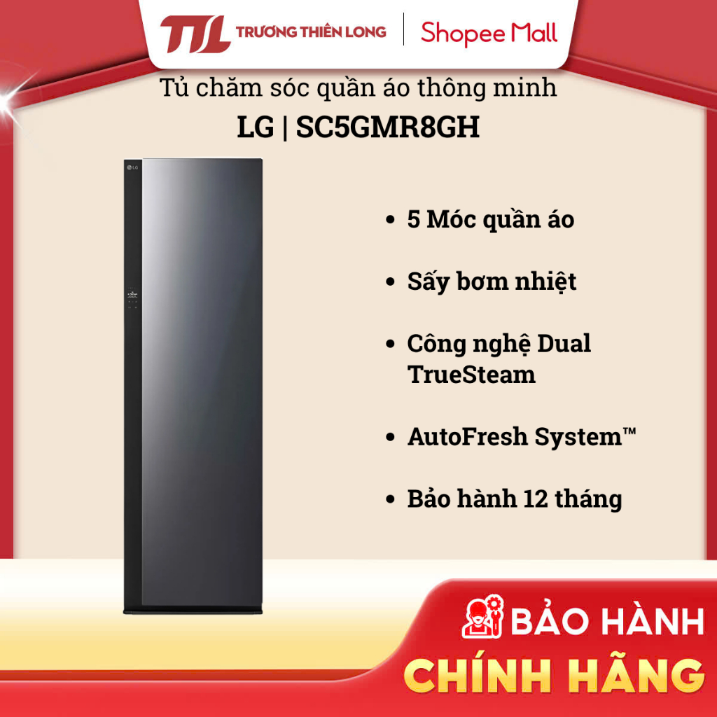 SC5GMR8GH  - Tủ Chăm Sóc Quần Áo Thông Minh LG Styler 5 Móc Màu gương kính đen SC5GMR8GH [FREESHIP H