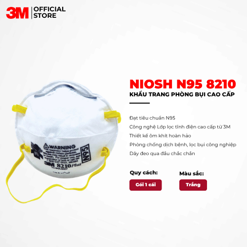 Khẩu Trang Lọc Bụi Bảo Vệ Hô Hấp 3M 8210 N95