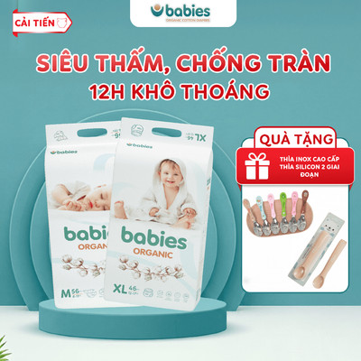 Combo 2 Bịch Bỉm Dán/ Bỉm Quần Babies Organic Thương Hiệu Việt, Mềm Mịn, Thấm Hút 1400ml, Đủ Size NB/S/M/L/XL/2XL/3XL